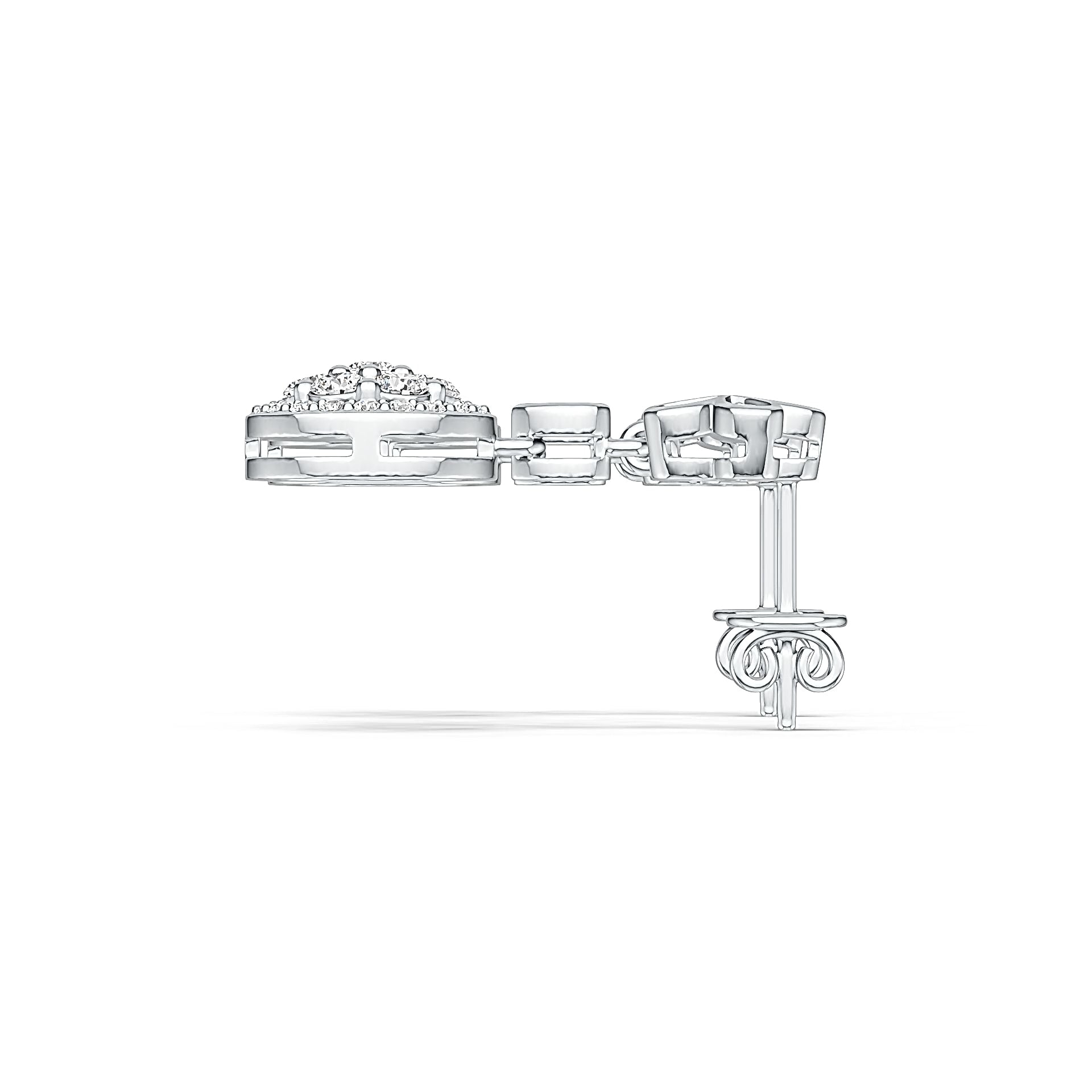 Sterling Silver Cluster Dangling Earrings with White Topaz or Moissanite DHJ