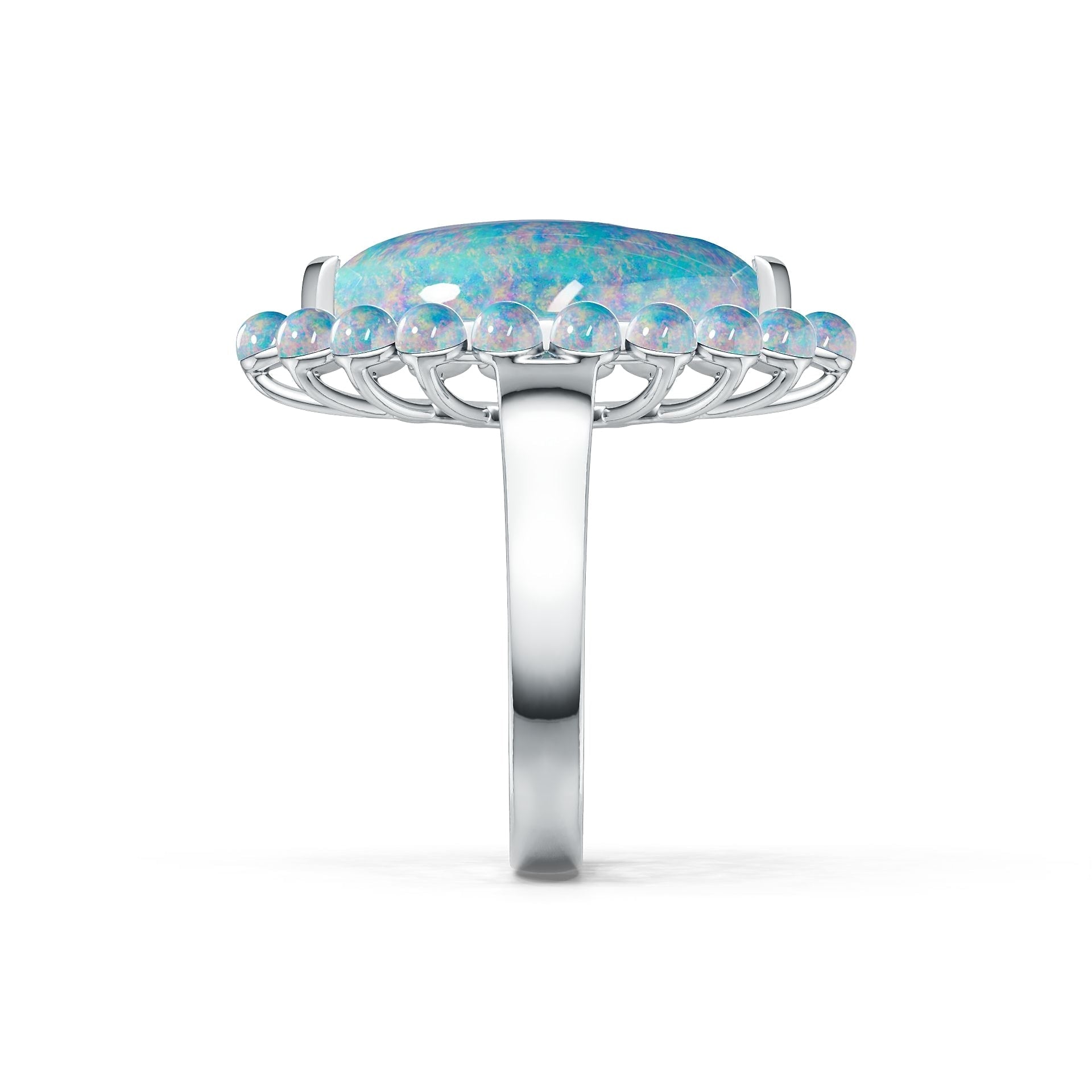 Sterling Silver Semi Mount Ring Setting Marquise MQ 20X12mm RD 3X3mm Cabochon DHJ