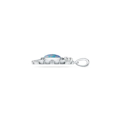 Sterling Silver Opal and Moissanite Pendant OV 9X7mm