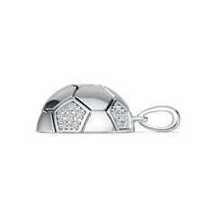 Sterling Silver Pendant with White Topaz or Moissanite Soccer Ball Theme DHJ