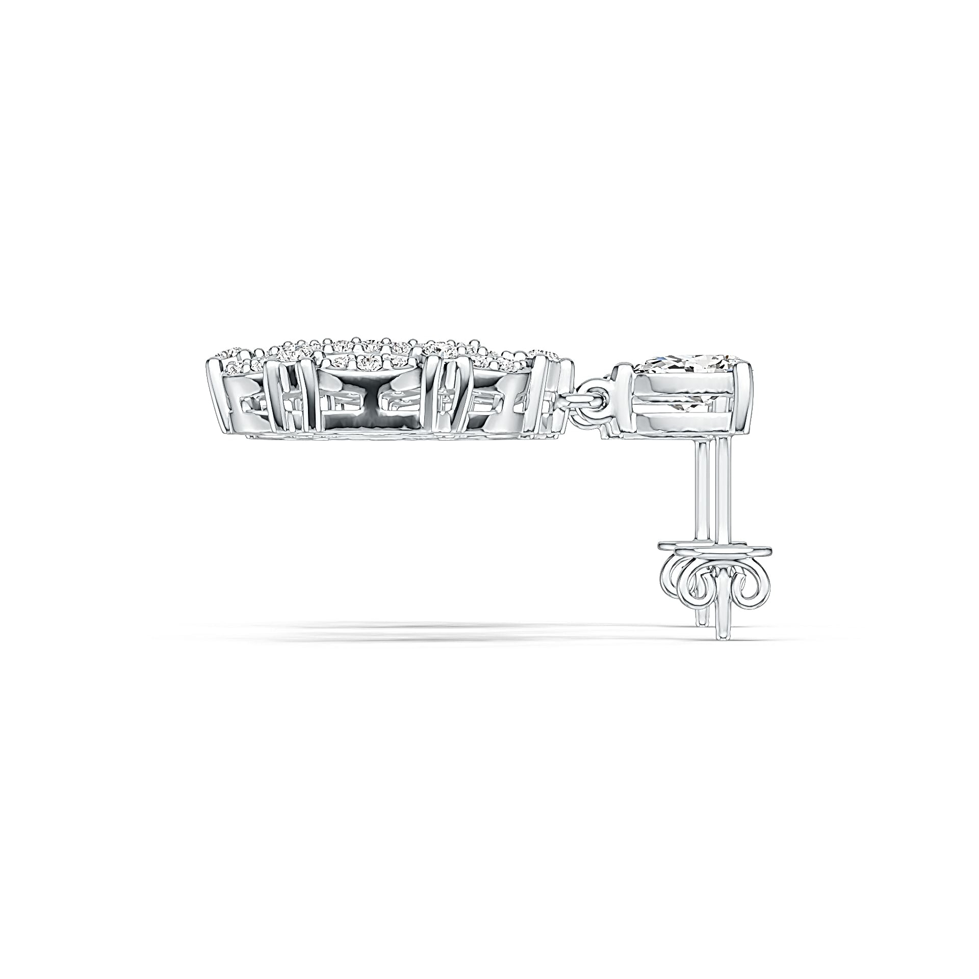 Sterling Silver Semi Mount Earrings Setting Pear PE 6X4mm with White Topaz DHJ