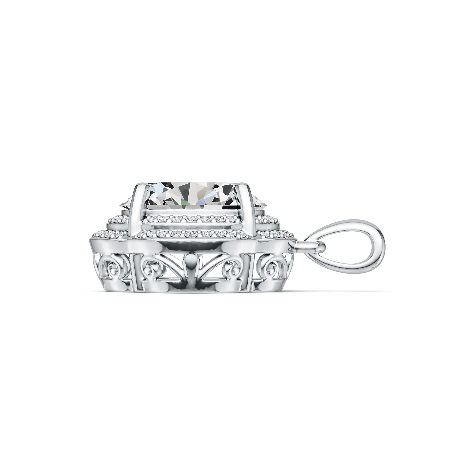 Sterling Silver Semi Mount Pendant Setting Oval OV 12X10mm Halo DHJ