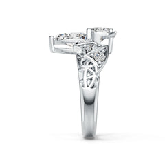 Sterling Silver Semi Mount Ring Setting Pear PE 9X6mm RD 6X6mm DHJ