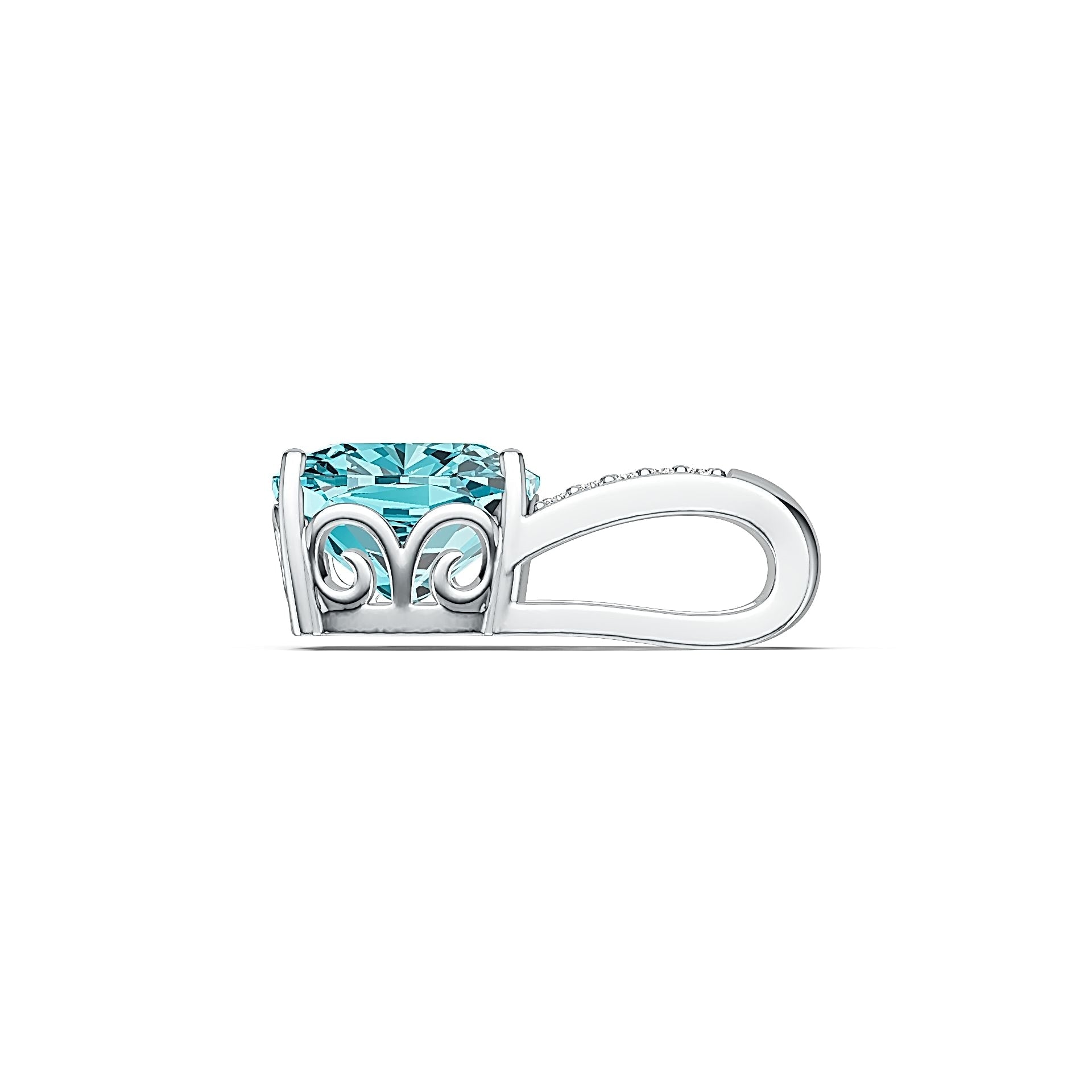 Sterling Silver Semi Mount Pendant Setting Cushion CU 12X12mm DHJ