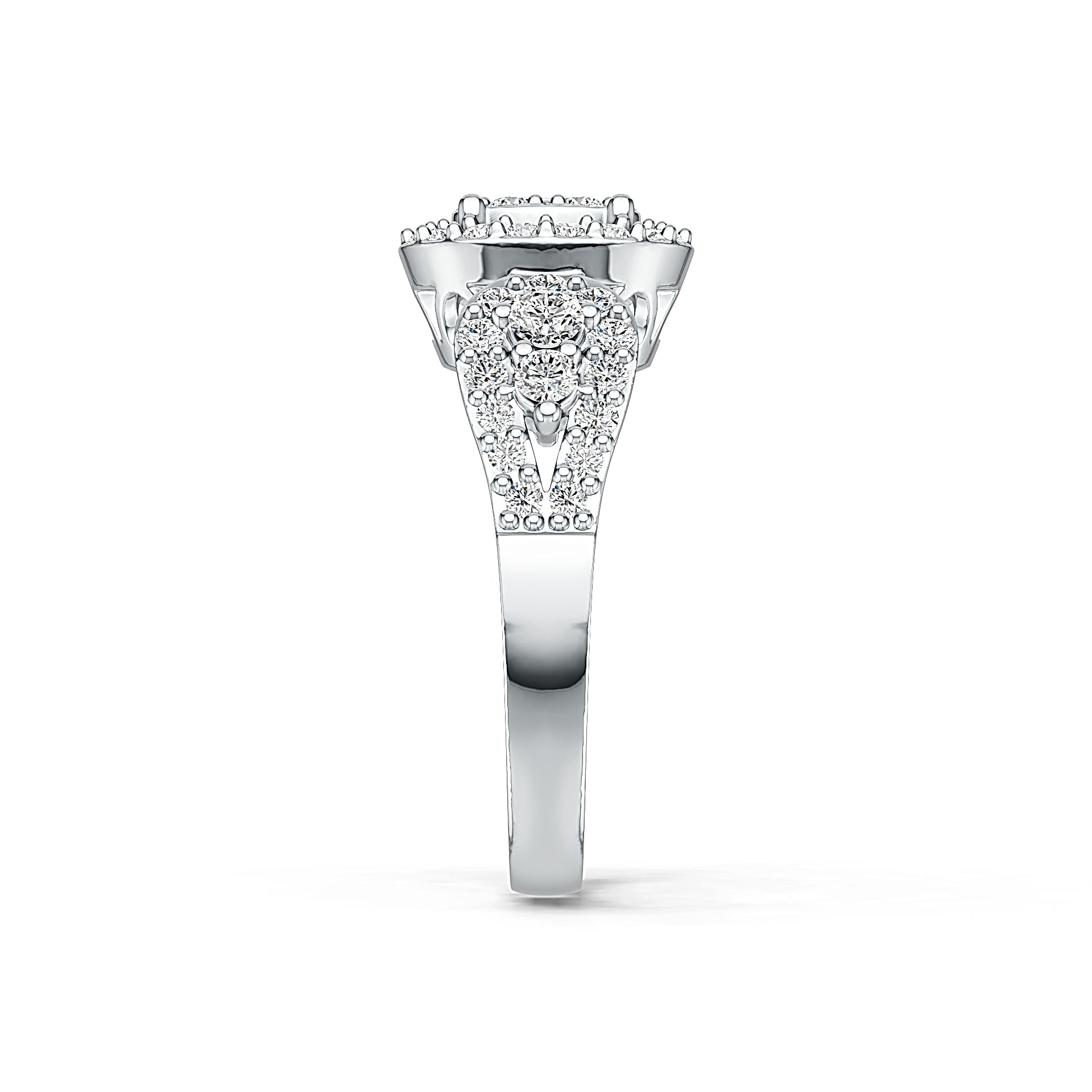 Sterling Silver Cluster Engagement Ring with White Topaz or Moissanite DHJ