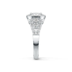 Sterling Silver Cluster Engagement Ring with White Topaz or Moissanite DHJ