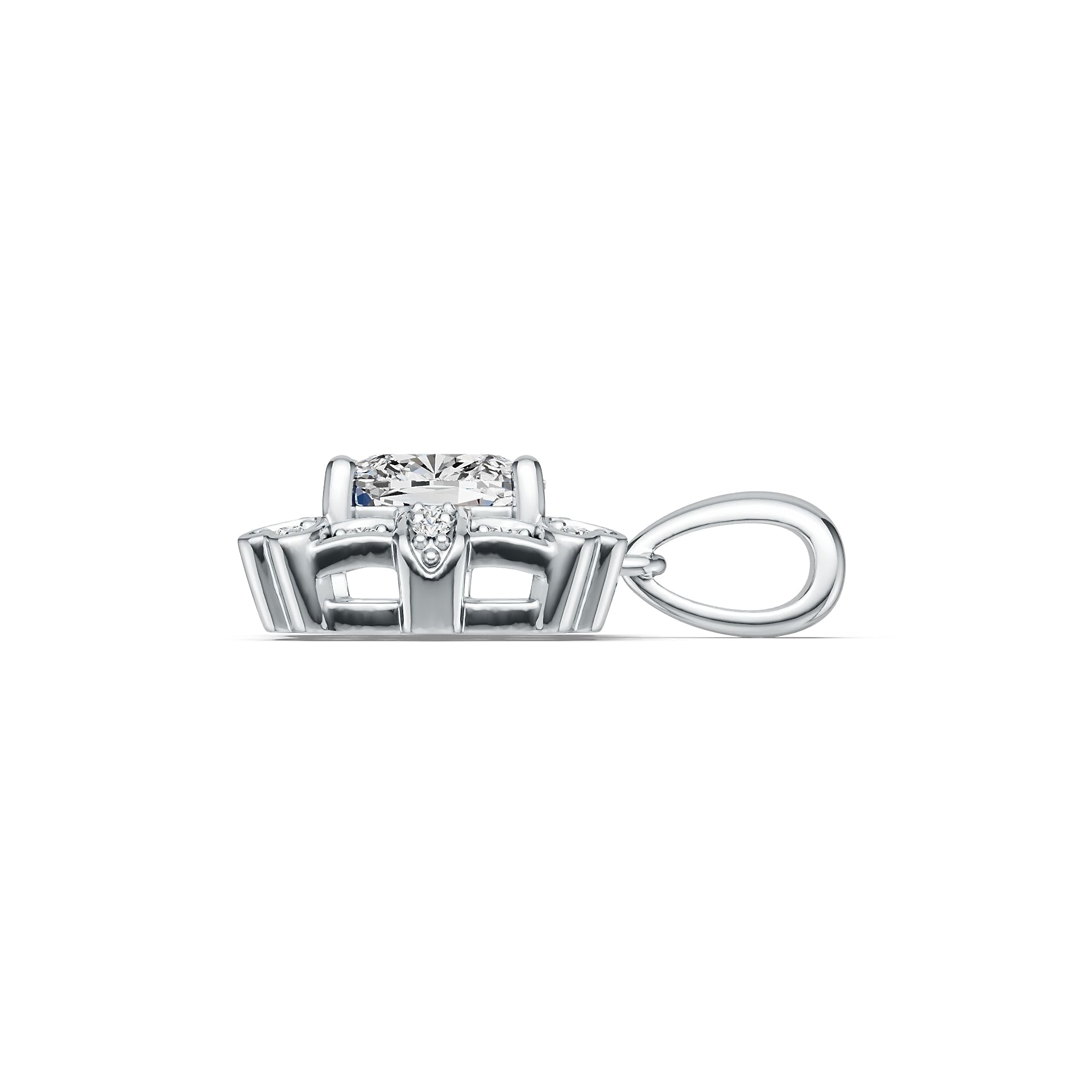 Sterling Silver Semi Mount Pendant Setting Cushion CU 12X10mm White Topaz Syzjewelry
