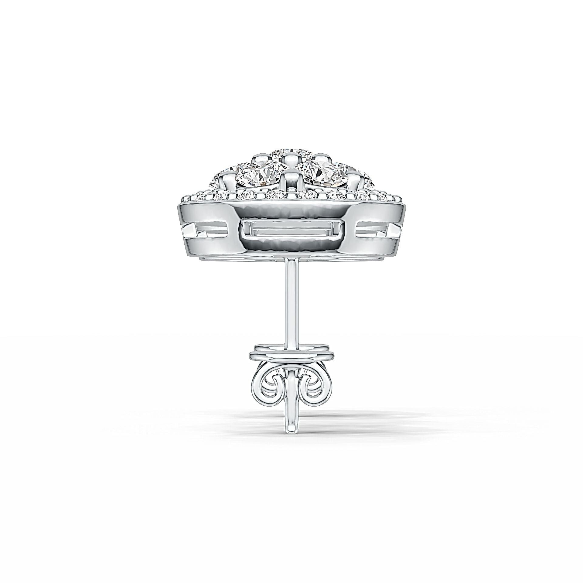 Sterling Silver Earrings Cluster Round Stud with White Topaz or Moissanite DHJ
