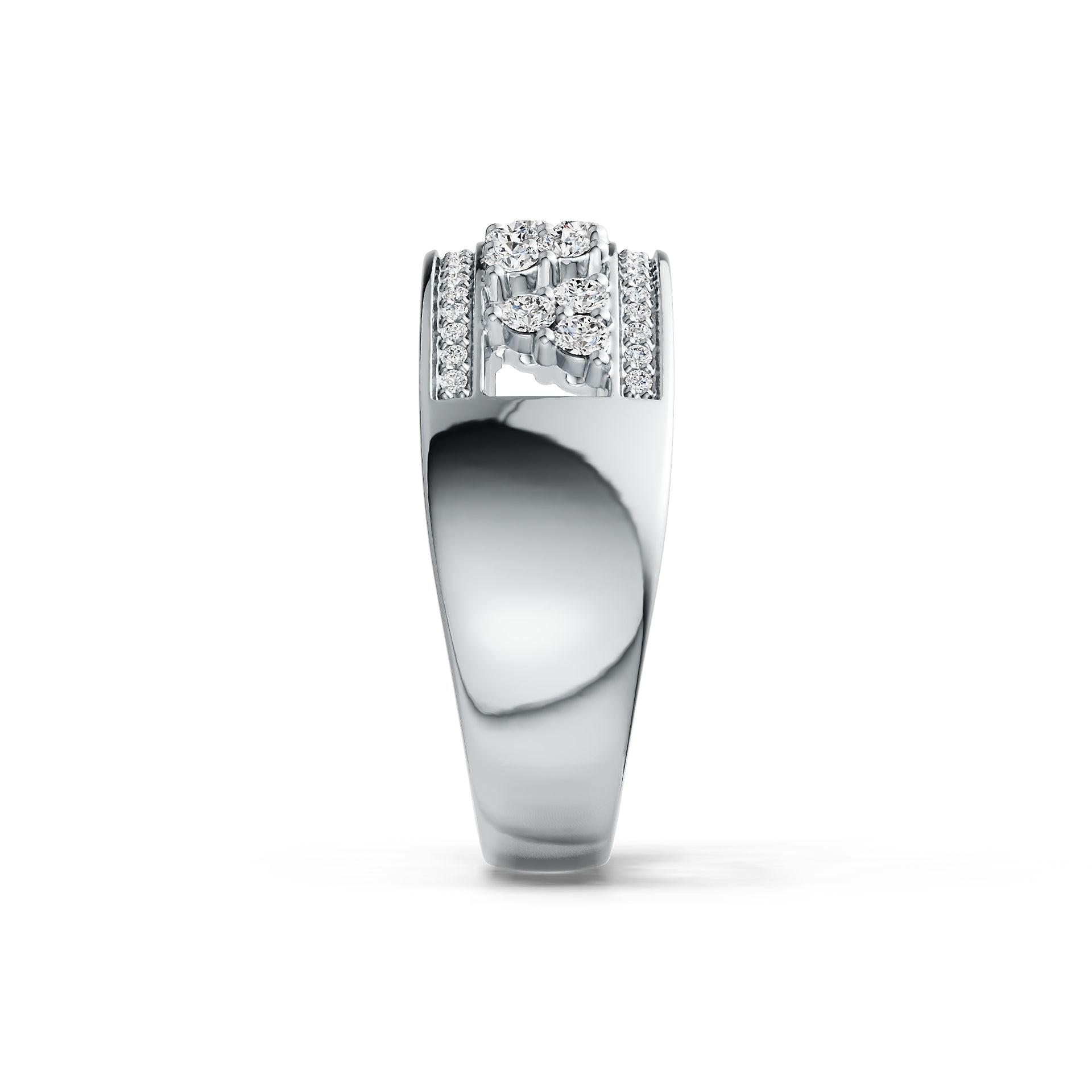 Sterling Silver Ring Geometric Openwork Theme with White Topaz or Moissanite DHJ