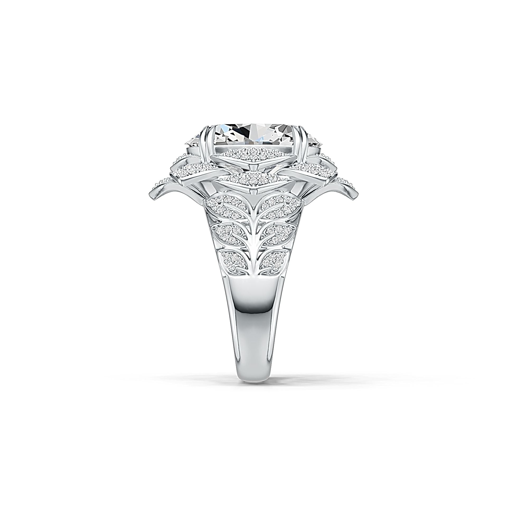 Sterling Silver Semi Mount Ring Setting Oval OV 16X12mm Flower Theme - Syzjewelry