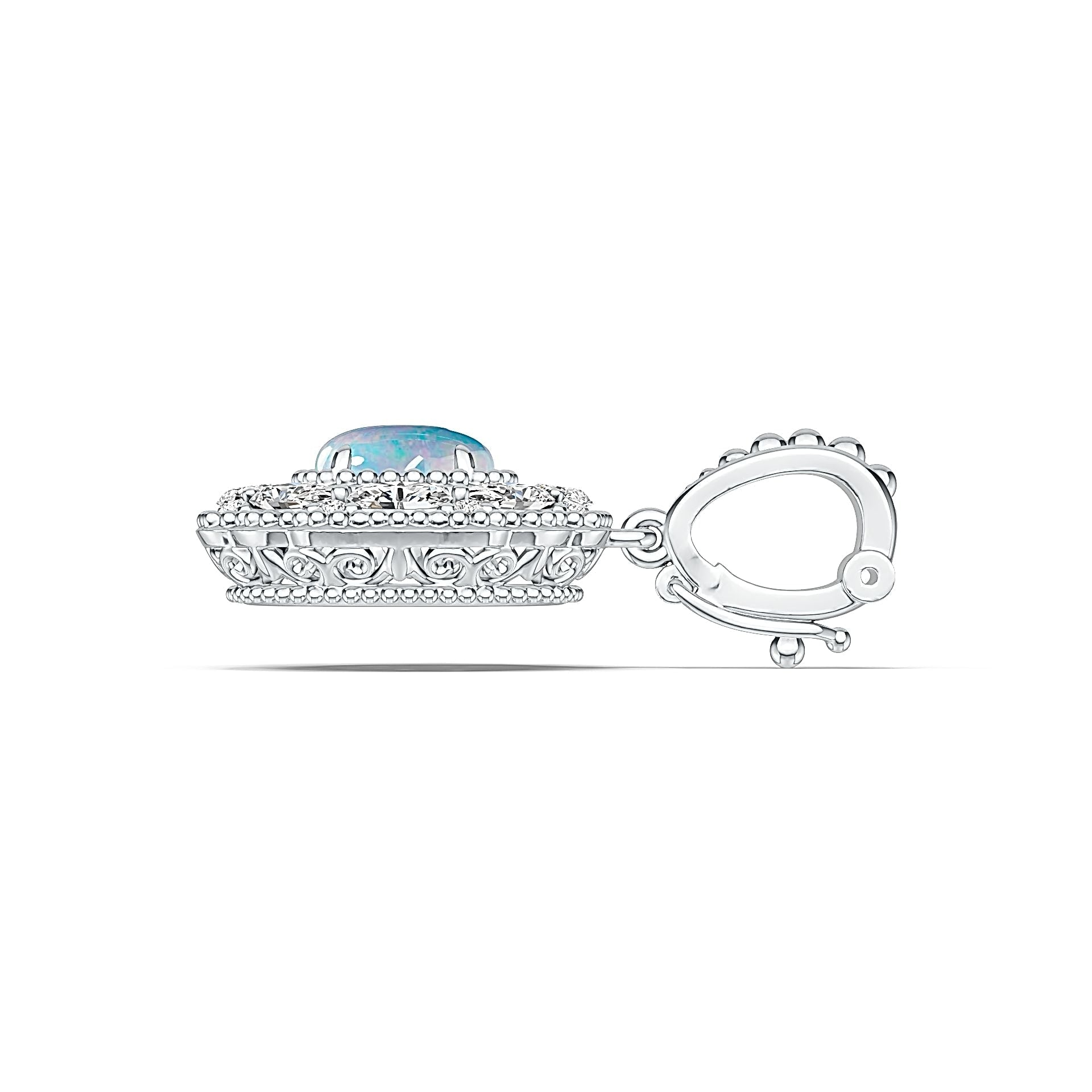 Sterling Silver Semi Mount Pendant Setting Oval OV 10X8mm PE 6x4mm Cabochon Halo Syzjewelry