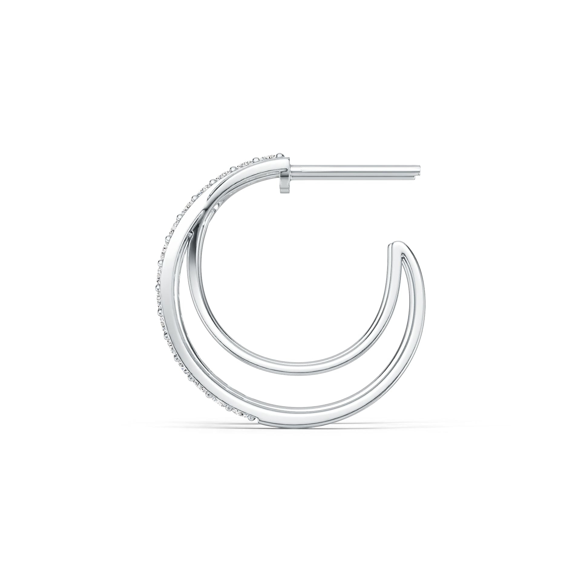 Sterling Silver Earrings Open Hoop with White Topaz or Moissanite DHJ