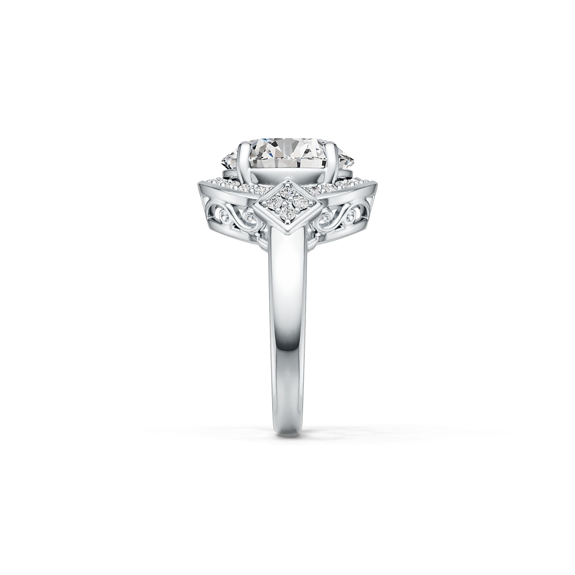 Sterling Silver Semi Mount Ring Setting Round RD 12X12mm DHJ