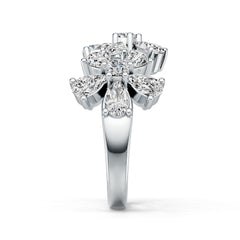 Sterling Silver Ring Flower Theme with White Topaz or Moissanite DHJ