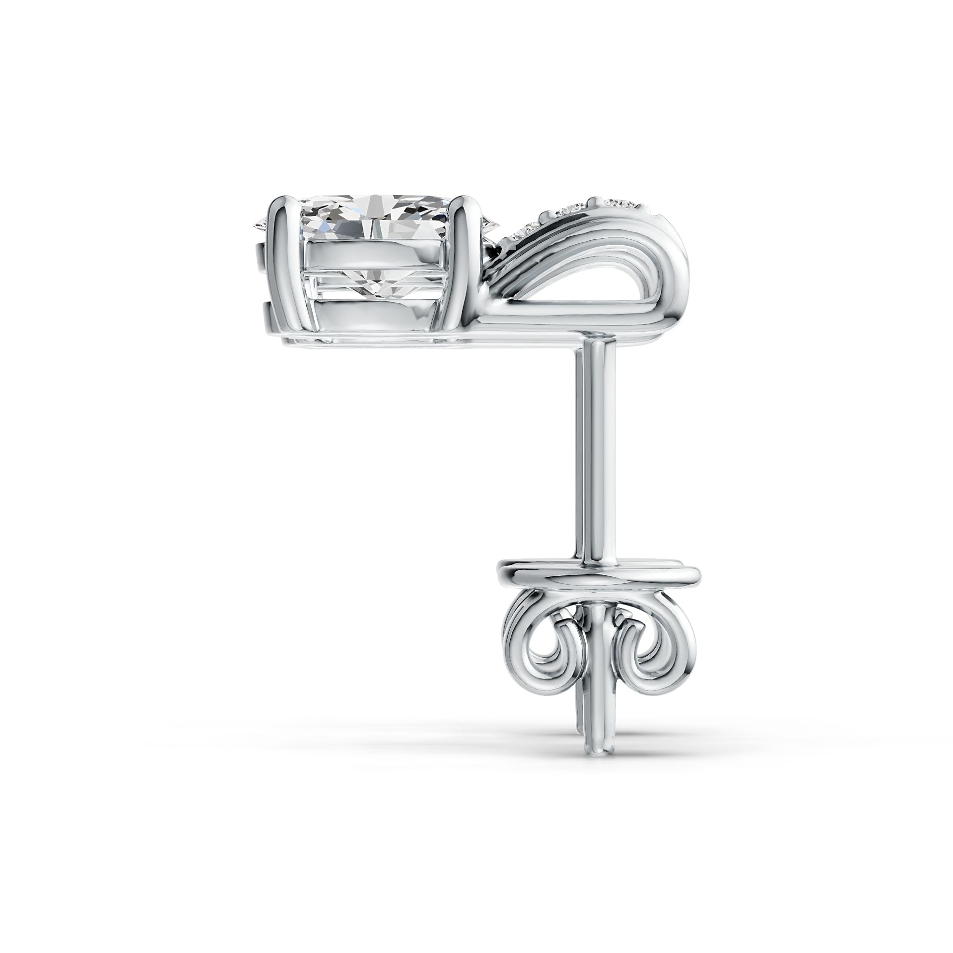Sterling Silver Semi Mount Earrings Setting Oval OV 6x4mm with White Topaz Syzjewelry