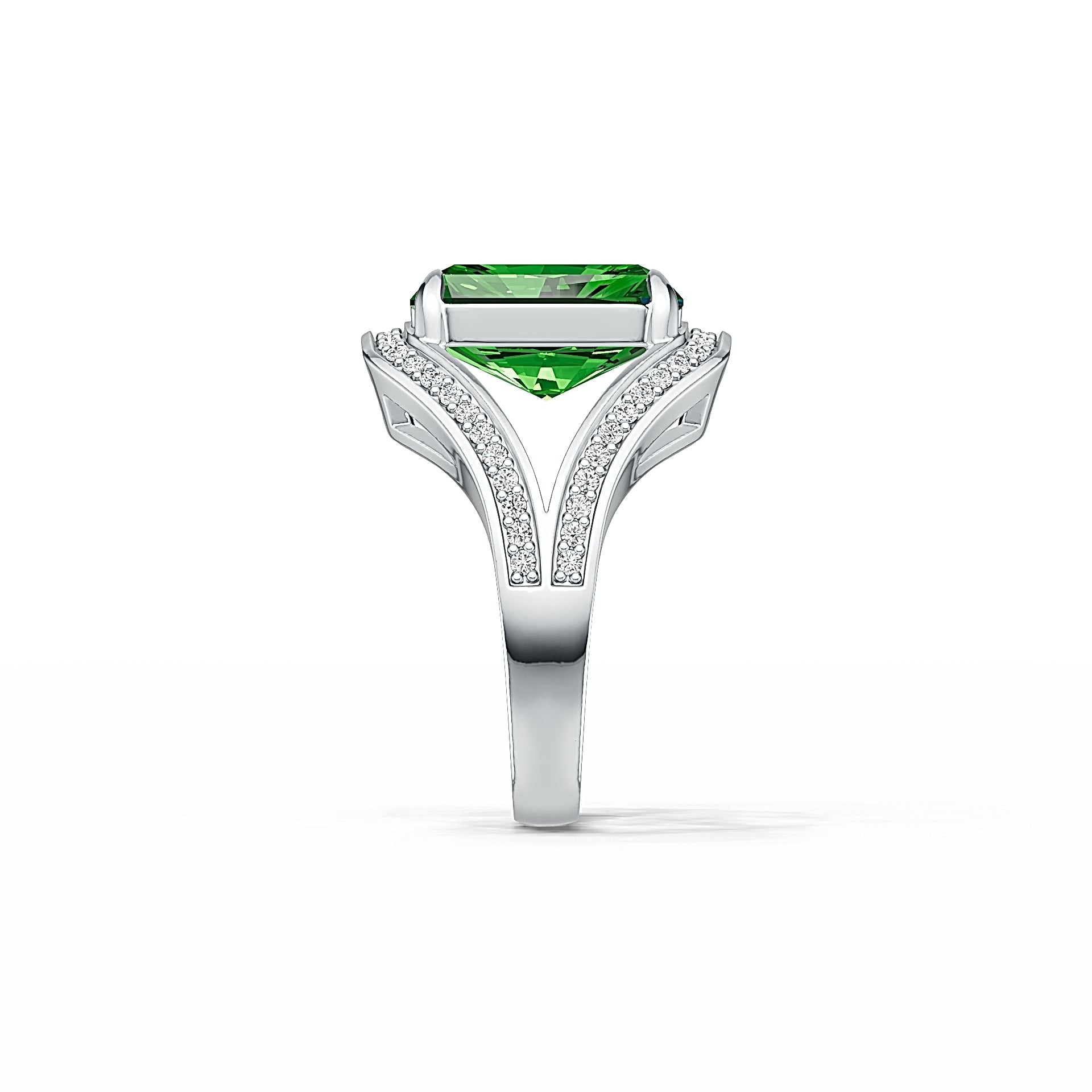 Sterling Silver Semi Mount Ring Setting Emerald OCT 14X12mm DHJ