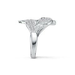Sterling Silver Ring Fish Dolphin Theme with White Topaz or Moissanite DHJ