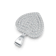 Silver pendant with a heart-shaped design on a white background