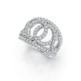 Sterling Silver Ring with White Topaz or Moissanite Interlocking Loop Theme DHJ