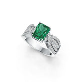 Sterling Silver Semi Mount Ring Setting Emerald OCT 9X7mm SQ 3X3mm DHJ
