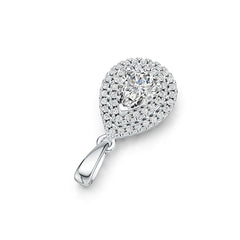 Sterling Silver Semi Mount Pendant Setting PE 7x5mm Halo with White Topaz Syzjewelry