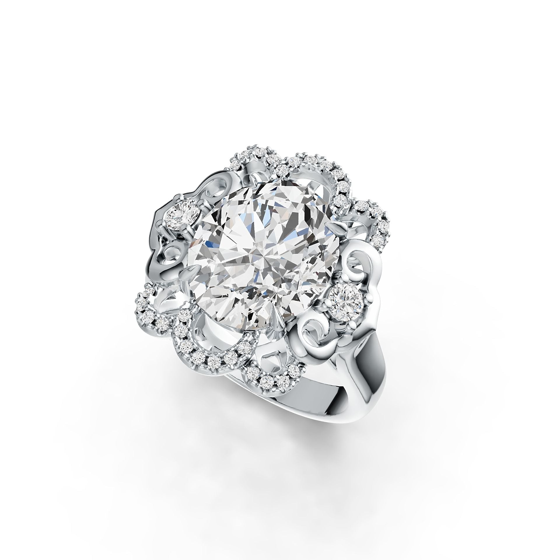 Sterling Silver Semi Mount Ring Setting Oval OV 12X10mm with White Topaz DHJ