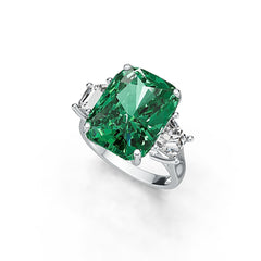 Sterling Silver Semi Mount Ring Setting Cushion CU 16X12mm Baguette 6X5mm - Syzjewelry