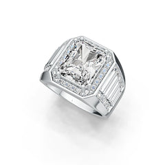 Sterling Silver Semi Mount Men's Ring Setting Emerald OCT 12x10mm Halo Syzjewelry