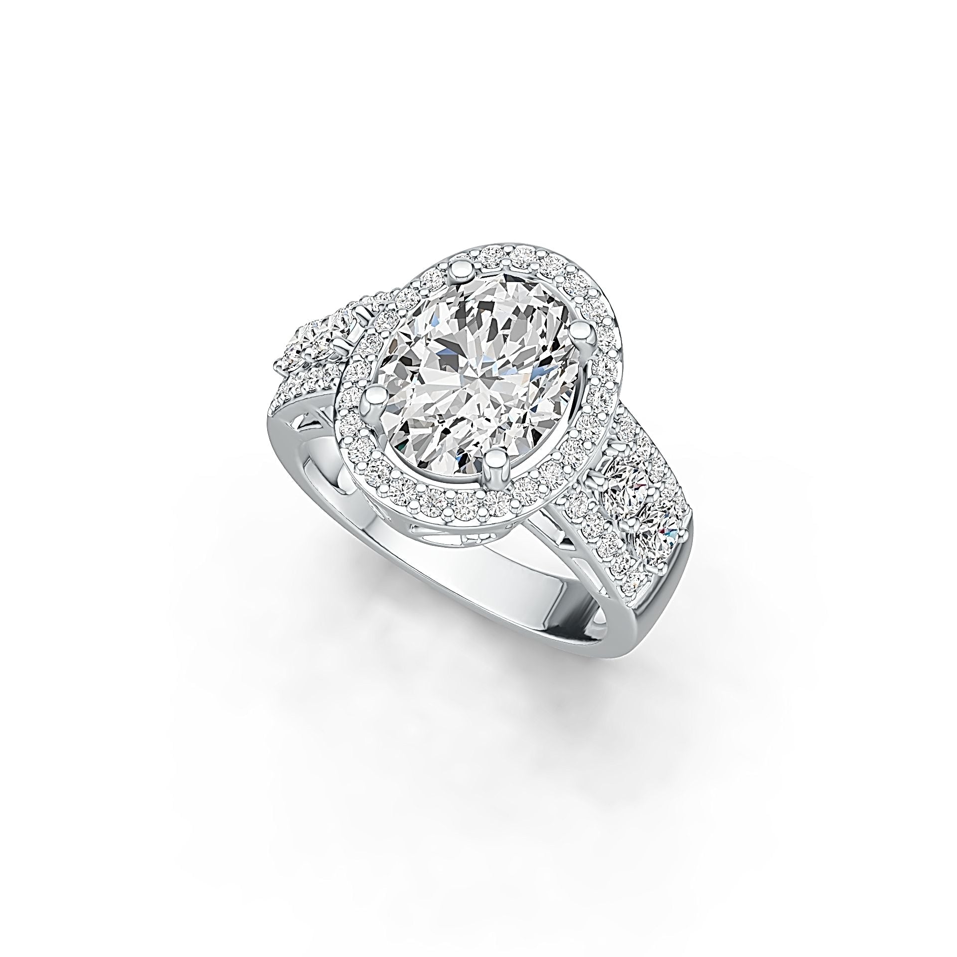 Sterling Silver Semi Mount Ring Setting Oval OV 10X8mm Halo DHJ