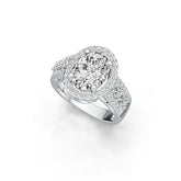 Sterling Silver Semi Mount Ring Setting Oval OV 10X8mm Halo DHJ