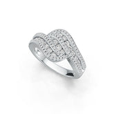 Sterling Silver Milti-Row Wave Ring with White Topaz or Moissanite DHJ