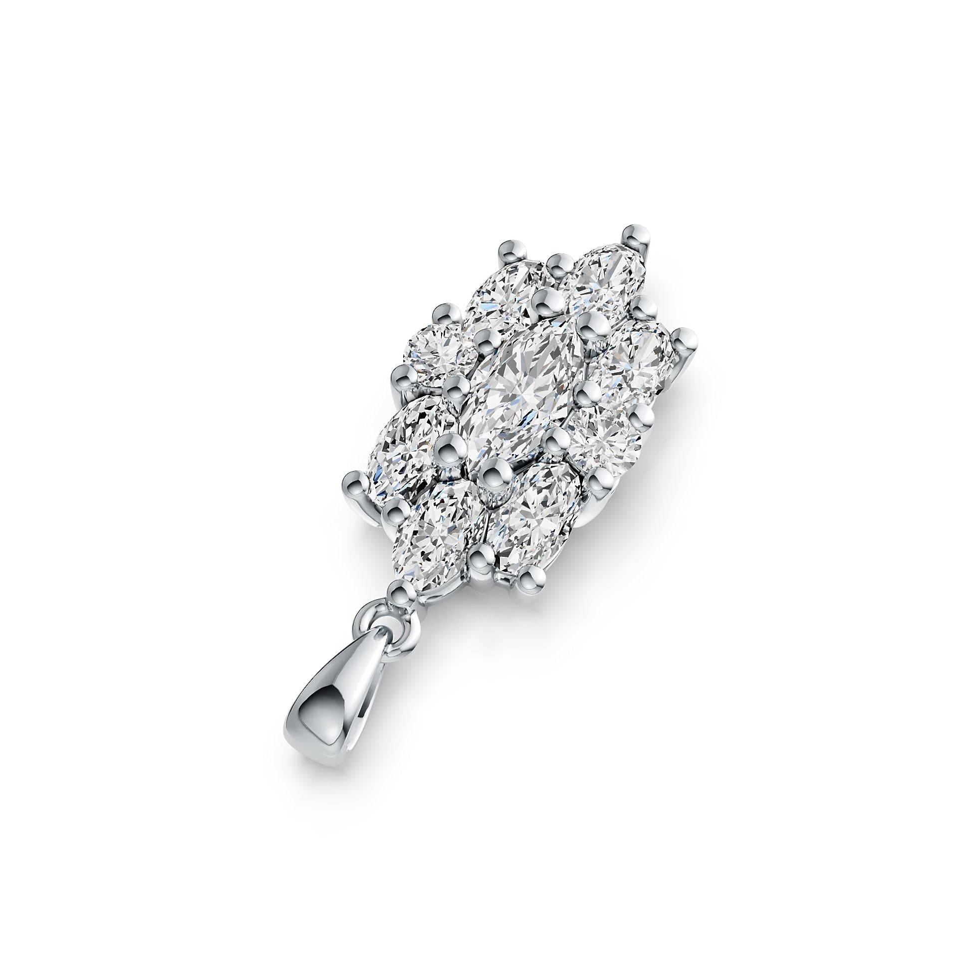 Sterling Silver Semi Mount Pendant Setting Marquise MQ 8X4mm OV 5X3mm RD 3X3mm DHJ