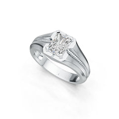 18K Gold Moissanite Ring Emerald OCT 8X6mm Men's Ring