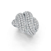 Sterling Silver Multi-Row Wave Ring with White Topaz or Moissanite DHJ