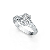 Sterling Silver Semi Mount Ring Setting Oval OV 6X4mm Art Deco Style DHJ