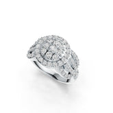 Sterling Silver Ring with White Topaz or Moissanite Round Cluster Halo DHJ