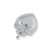Sterling Silver Pendant Heart with Bow Theme with White Topaz or Moissanite - Syzjewelry