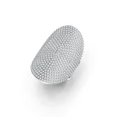 Sterling Silver Pave Set Cocktail Ring with White Topaz or Moissanite - Syzjewelry
