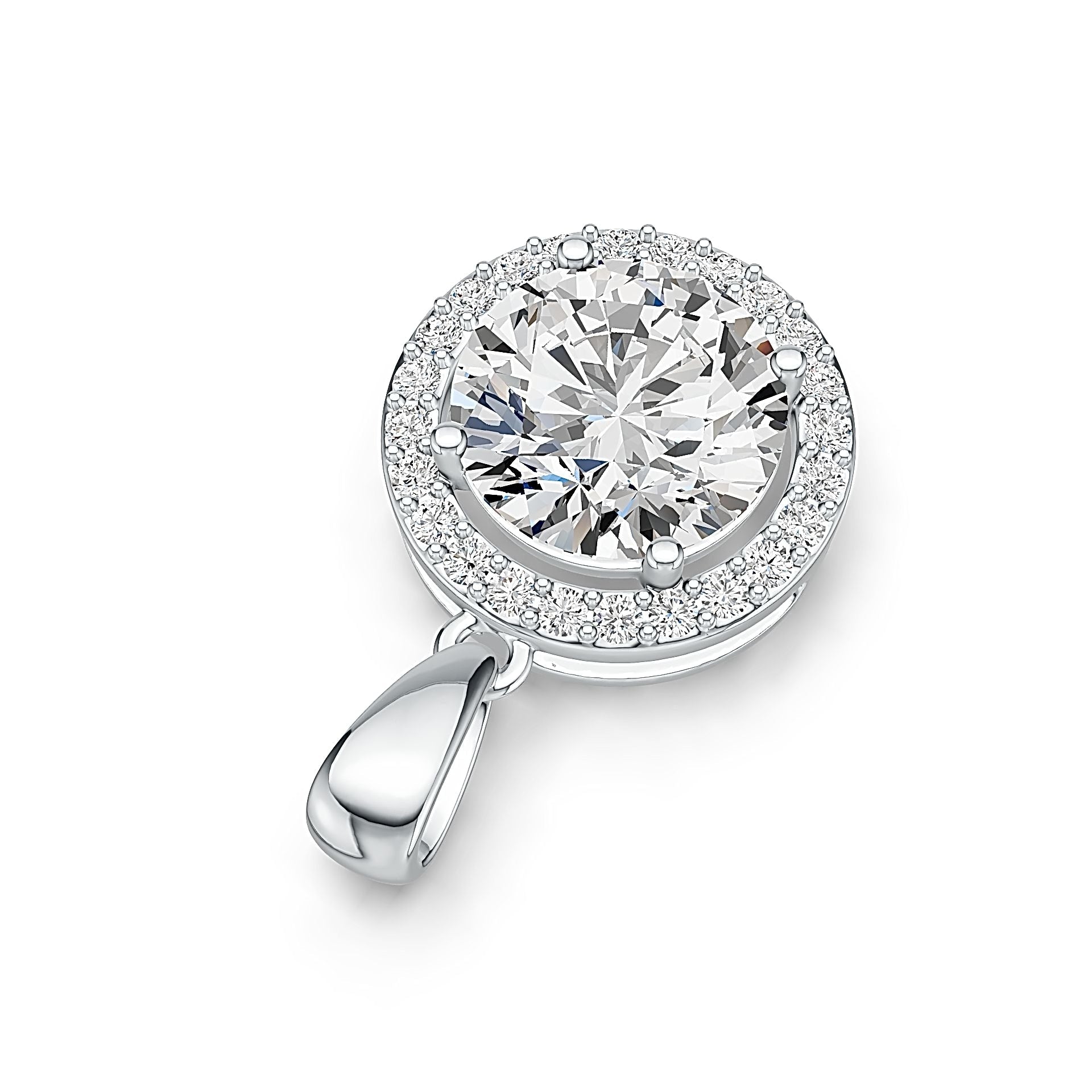 Sterling Silver Semi Mount Pendant Setting Round RD 10X10mm Halo White Topaz Syzjewelry