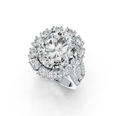Sterling Silver Semi Mount Ring Setting Oval 14X12mm Split Shank Halo - Syzjewelry