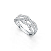 Sterling Silver Ring Entwined Style with White Topaz or Moissanite DHJ