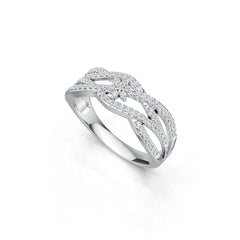 Sterling Silver Ring Entwined Style with White Topaz or Moissanite DHJ