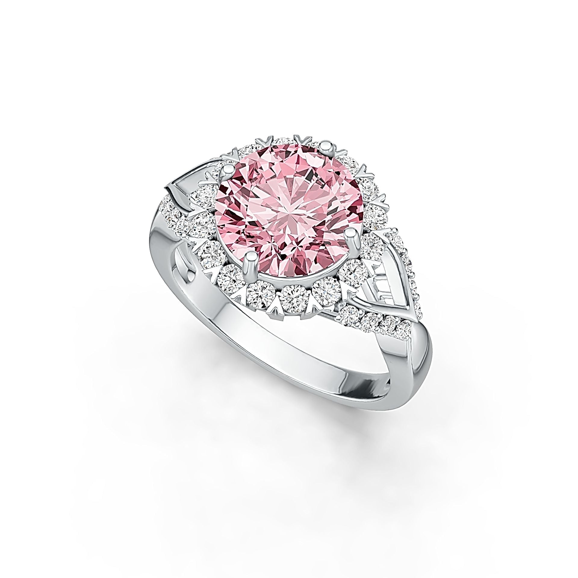 Sterling Silver Semi Mount Ring Setting Round RD 10x10mm Halo Split Shank Syzjewelry