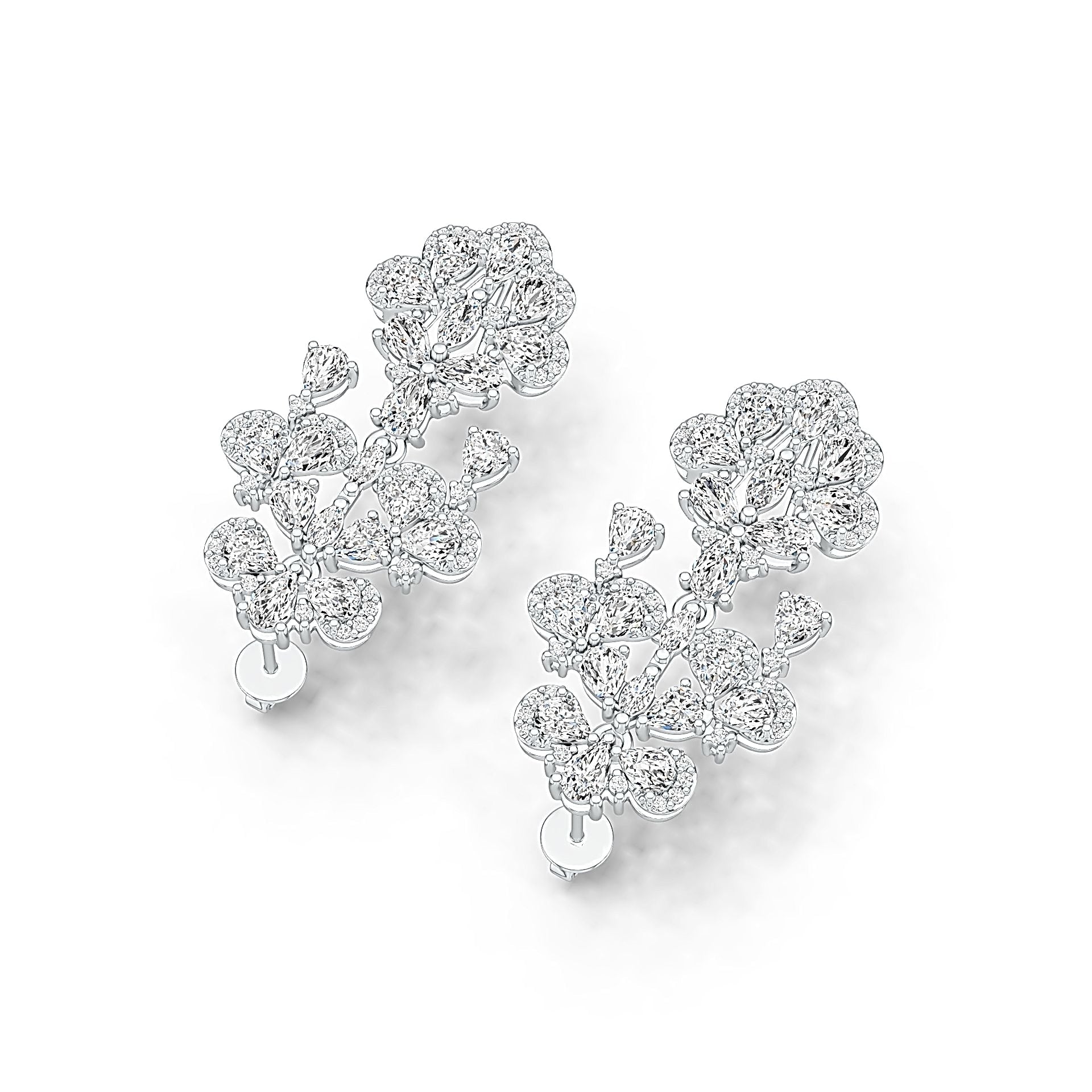 Sterling Silver Semi Mount Earrings Setting Pear PE 5X3mm with White Topaz DHJ