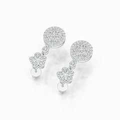 Sterling Silver Cluster Dangling Earrings with White Topaz or Moissanite DHJ