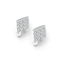 Sterling Silver Earrings Cluster Kite Shape with White Topaz or Moissanite DHJ