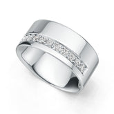Sterling Silver Ring with White topaz or Moissanite Wedding Band Men's Ring DHJ