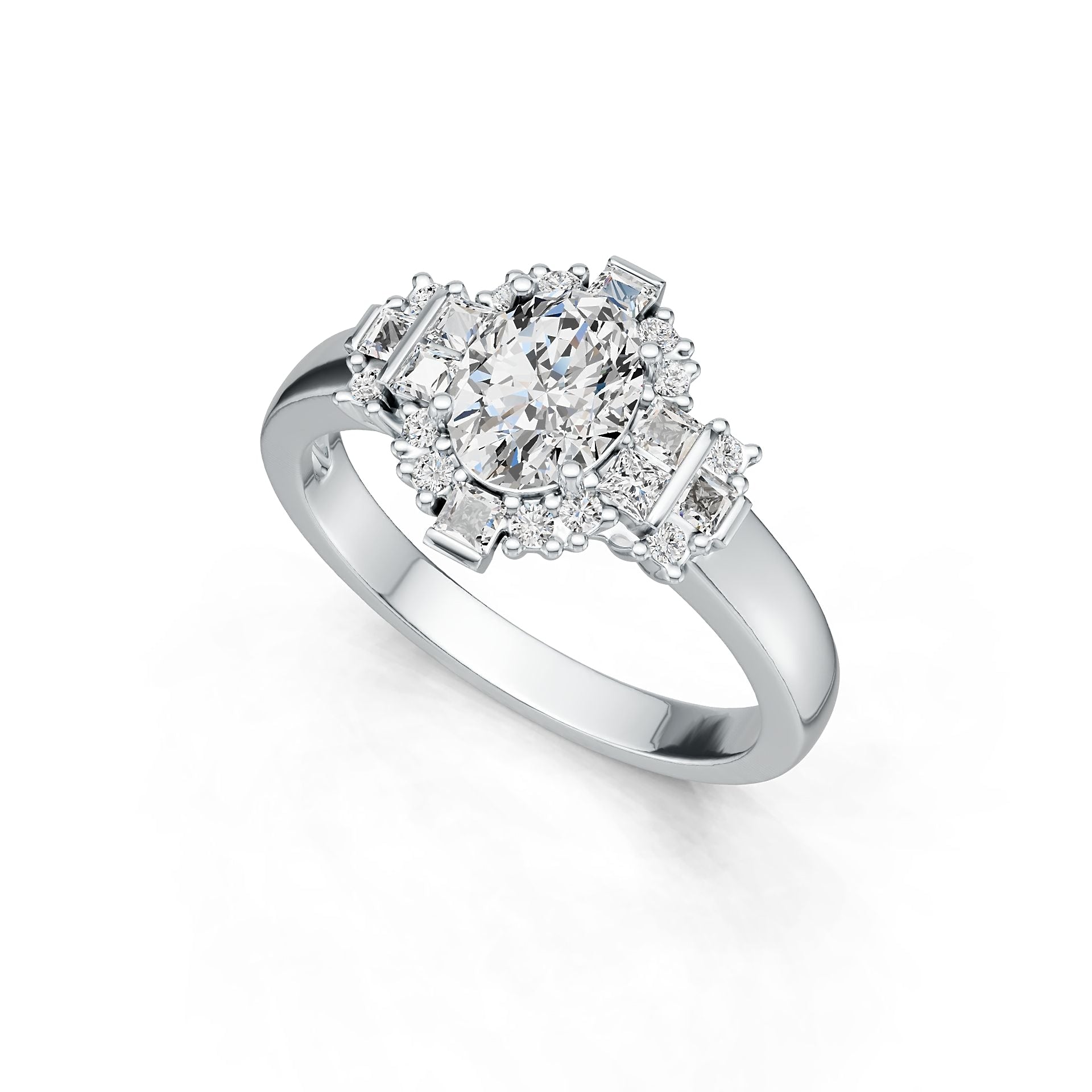 Sterling Silver Semi Mount Ring Setting Oval OV 8X6mm with White Topaz DHJ