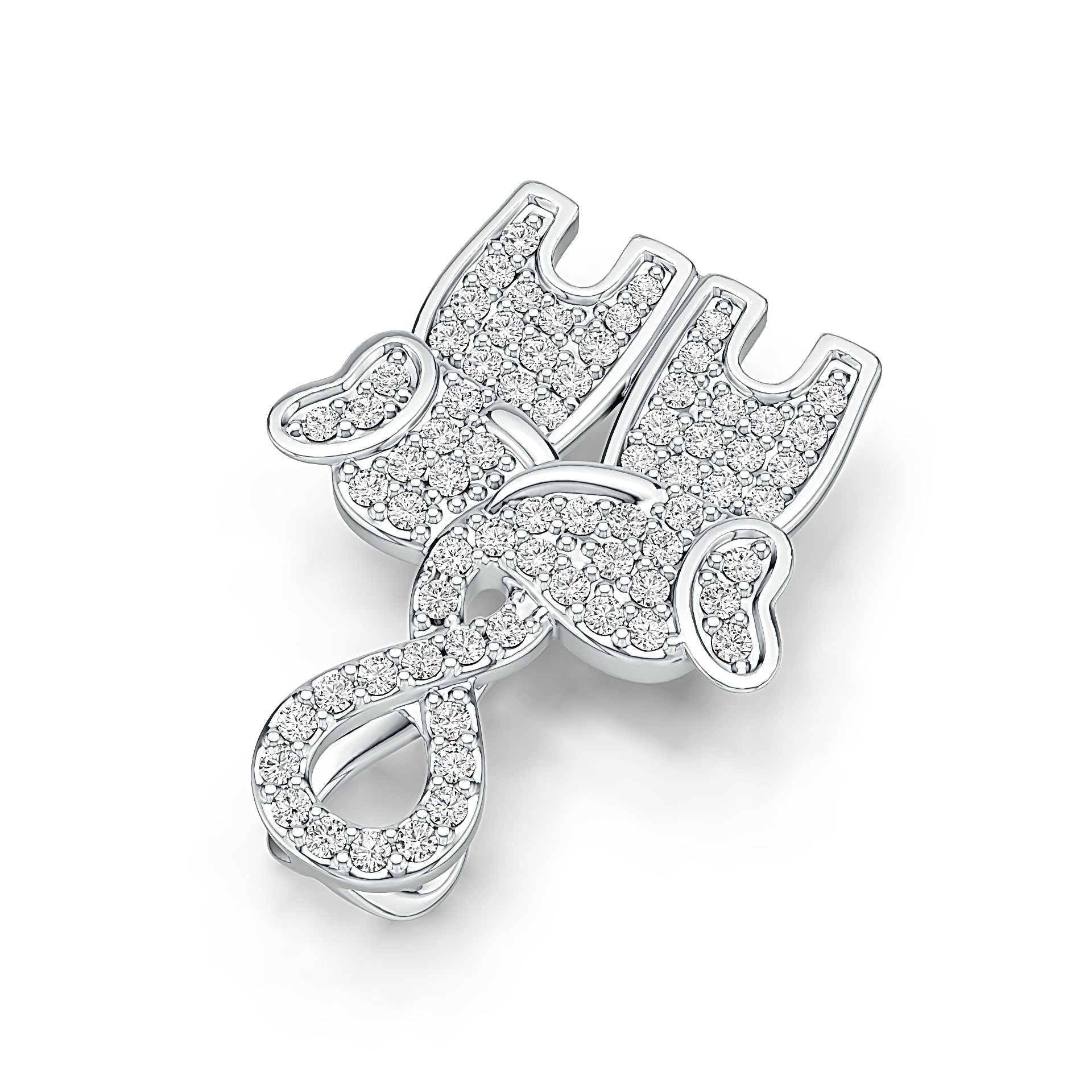 Sterling Silver Pendant Elephant Theme with White Topaz or Moissanite - Syzjewelry