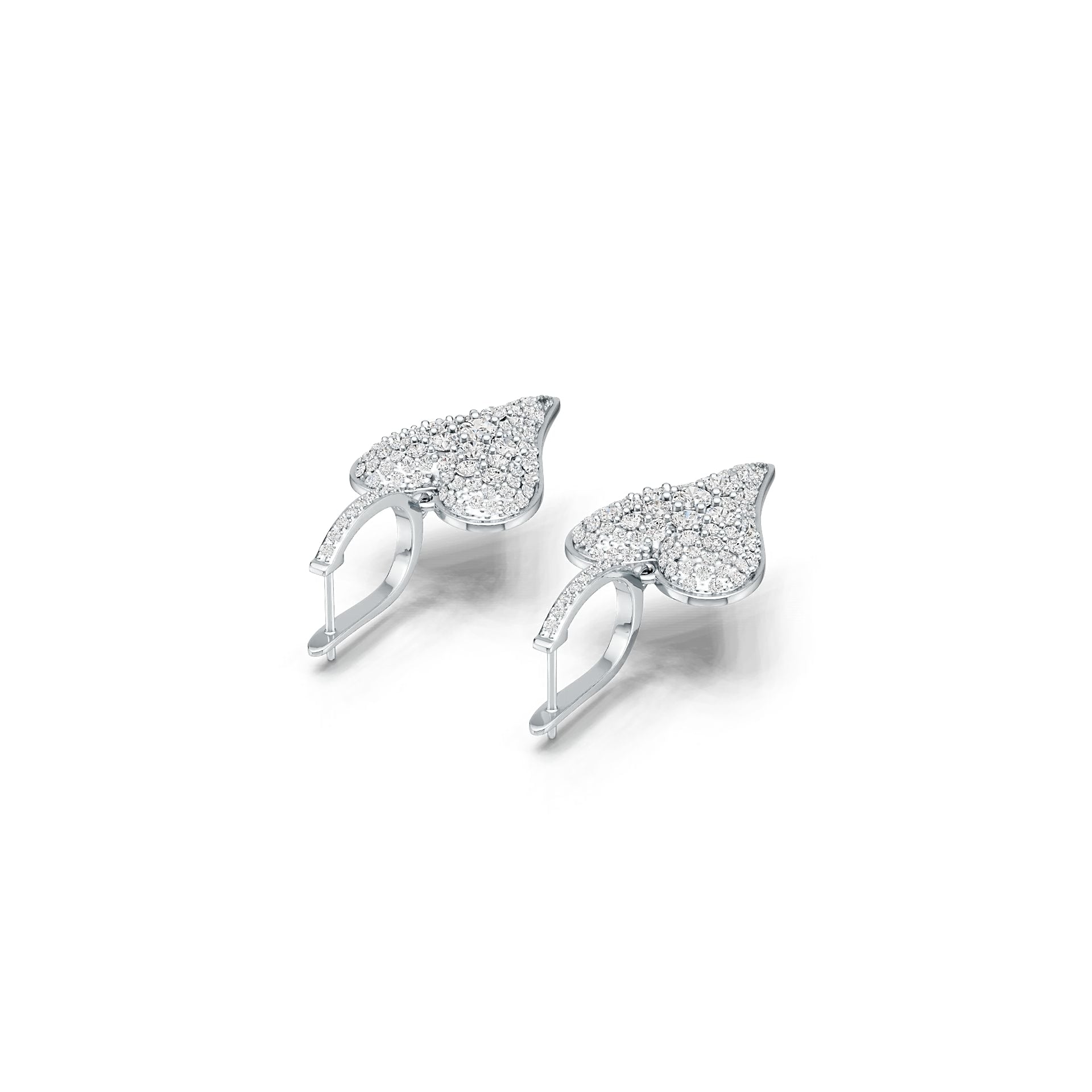 Sterling Silver Earrings with White Topaz or Moissanite Heart Theme DHJ